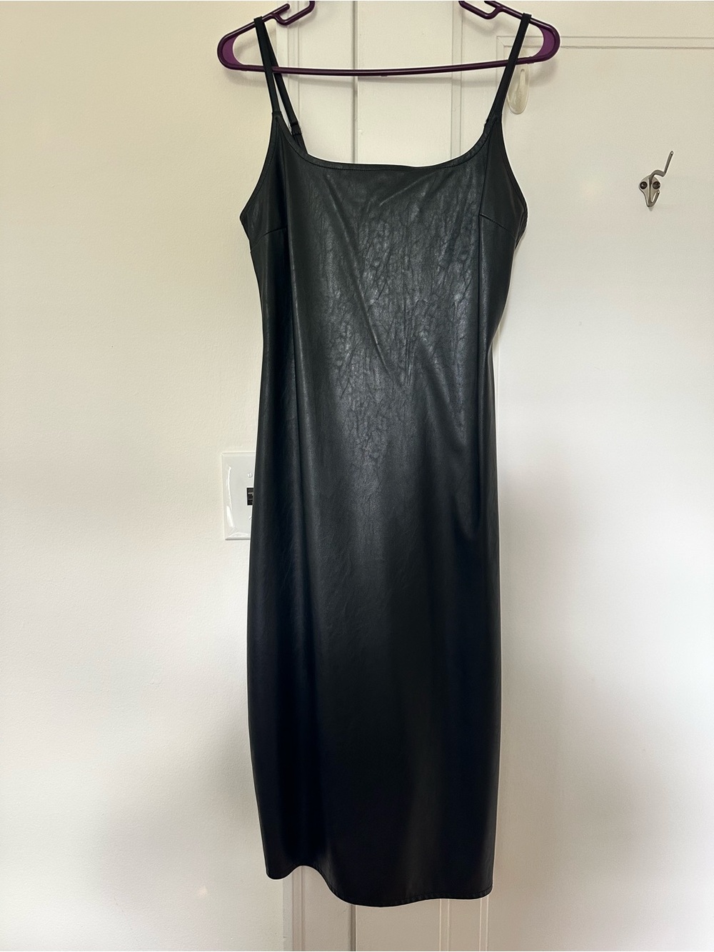 wild fable Black Faux-Leather Midi Dress